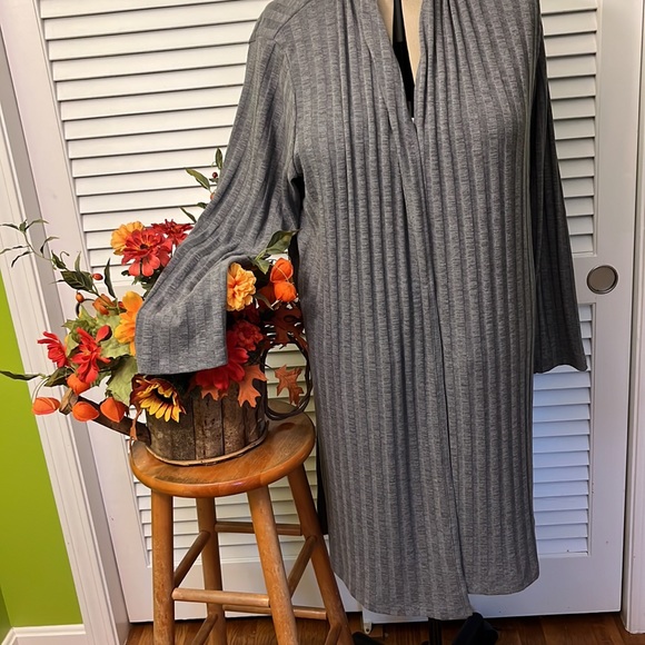 Grey ribbed knit Collections by Bobeau open front cardigan sweater size 2X - Picture 3 of 5